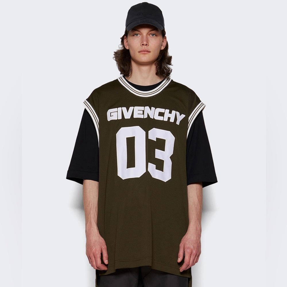 Givenchy overlapped mesh and jersey t shirt size medium